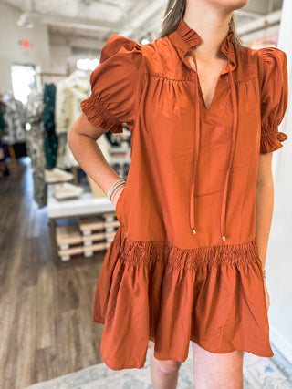 The Crisp Mornings Pumpkin Mini Dress