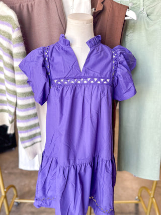 Purple Grace Eyelet Mini Dress