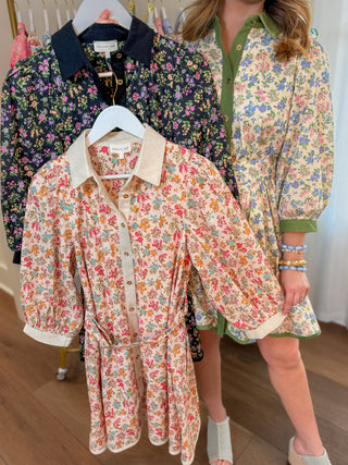 Cream Floral Made for Everything Belted Mini Dress