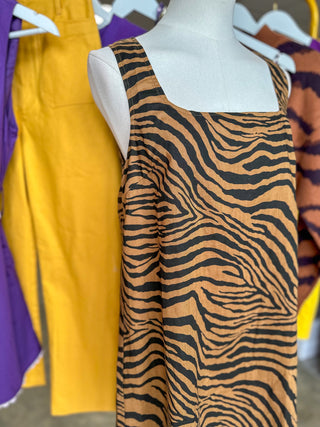 Brown & Black Wildy Chic Tiger Print Mini Dress