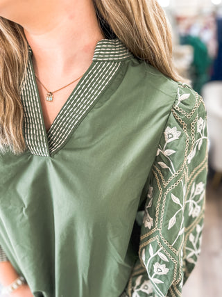 Olive Sunset Stitch Blouse