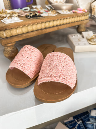 Imelda Light Pink Woven Crochet Sandals
