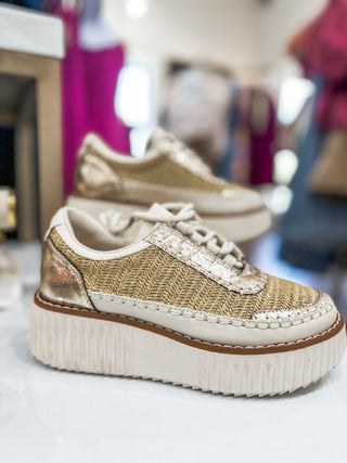 Living the Sweet Life Gold & Raffia Platform Sneaker