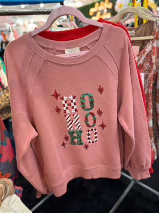 Ho Ho Ho Pink Sequin Sweatshirt