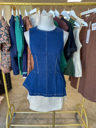 Denim Tailored & Timeless Peplum Top