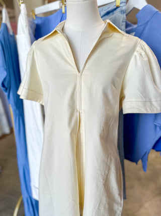 Butter Yellow Polished Perfection Pleated Mini Dress