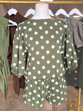 Olive Polka Dot Out & About Shorts Set