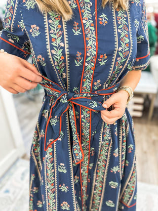 Navy Rowan Petal Path Midi Dress