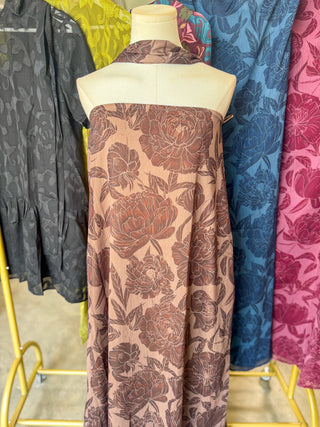 Chocolate Blooms Maxi Dress