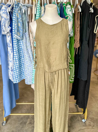 Olive Relaxed Linen Pants
