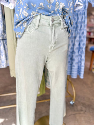 Mint Olivia High Rise Crop Wide Leg Denim Jeans | Vervet