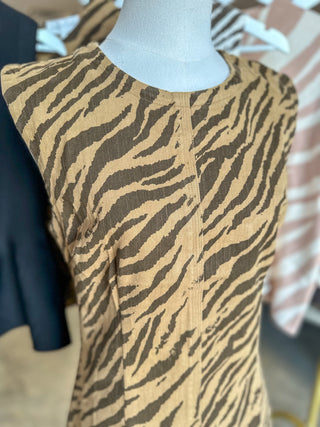 Brown Wild Stripes Shift Style Mini Dress