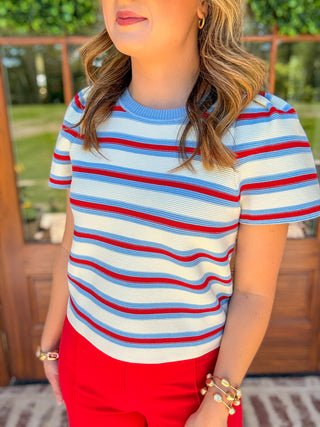 Red/Blue Retro Cutie Striped Top
