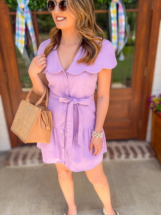 Lilac Love Story Scallop Collar Mini Dress