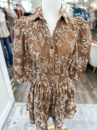 Brown Blossom Belle Mini Dress