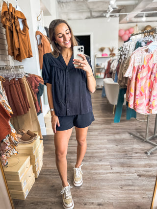 Black Braided Sophistication Blouse