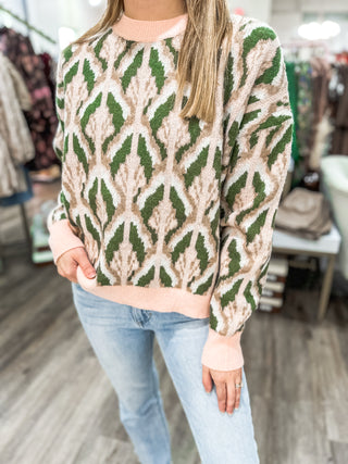 Blushing Over Olive Perfectly Blended Sweater