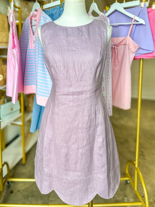 Lavender Pretty in Pastel Scallop Mini Dress