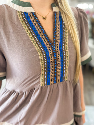 Mocha Woven Horizon Mini Dress