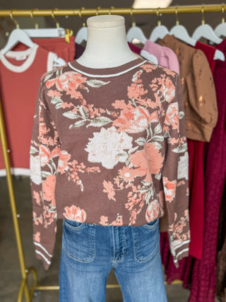 Brown & Pink Vintage Bloom Sweater