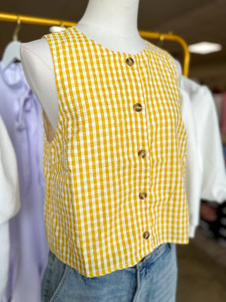Yellow Summer Staple Gingham Tank