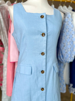 Chambray Chic Simplicity Button Down Midi Dress