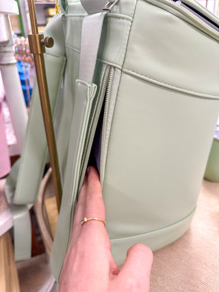 Sage Green Insulated Cooler Backpack W/ 2 Insulated Cups Gift Set