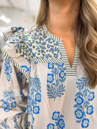 Blue Blooming Belle Blouse