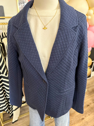 Navy Textured Takeover Blazer