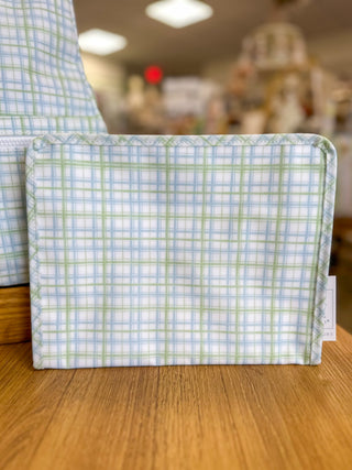 TRVL Green Classic Plaid Large Roadie Zip Pouch