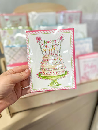 Happy Birthday Pink & Green Banner Greeting Card
