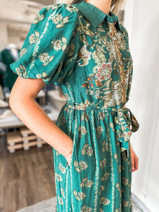 Green Harvest Honey Midi Dress