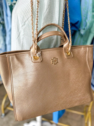 Woven Gold Missy Tote | Caroline Hill