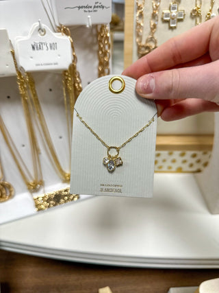 18K Open Circle W/ Rhinestone Charm Gold 16” - 18” Necklace - Everyday EDEN Boutique & Gifts