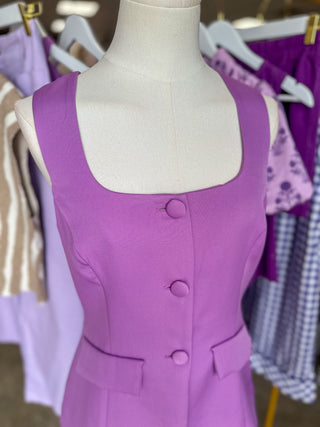 Lavendar Game Day Glam Crepe Sleeveless Romper Dress
