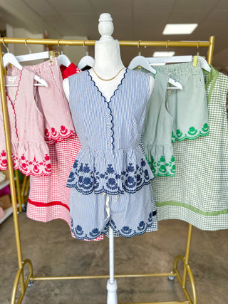 Blue It Girl Summer Scallop Shorts Set