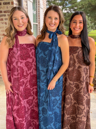 Chocolate Blooms Maxi Dress