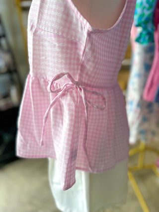 Pink Sweet Like Spring Gingham Peplum Top