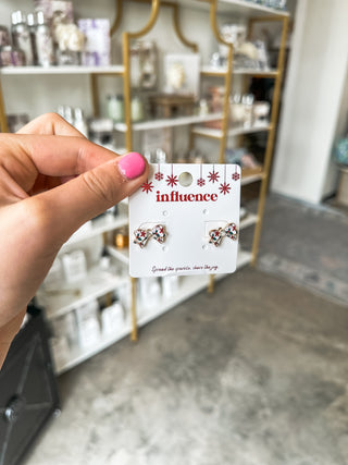 White Bow Stud Earrings