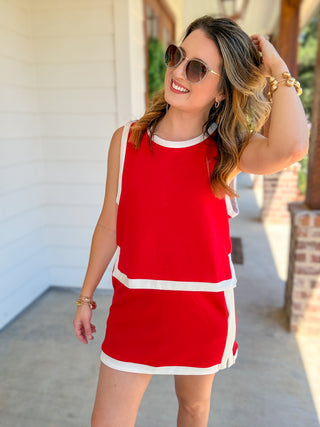 Red Made to Match Skirt Set
