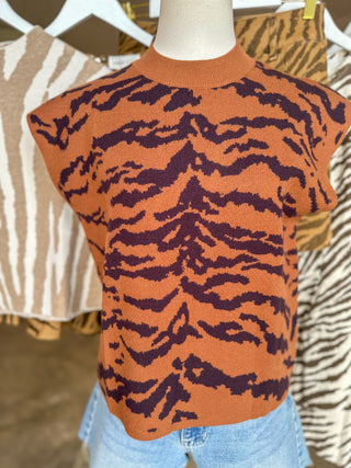 Camel Fierce & Fabulous Tiger Stripe Sweater
