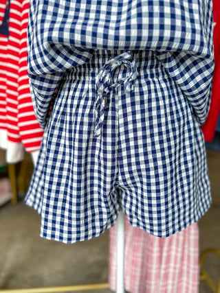 Navy Sweet As Can Be Gingham Short Set