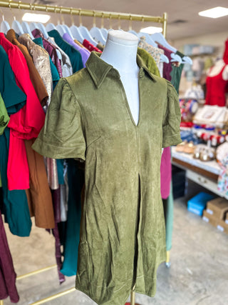 Olive Classic with a Twist Suede Mini Dress