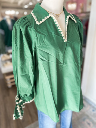 Pine Sweet Stitch Poplin Blouse
