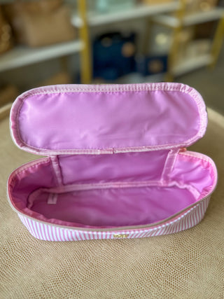 Pink Stripe Kiss and Makeup Mini Pouch