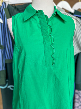 Green Charleston Charm Eyelet Trim Mini Dress