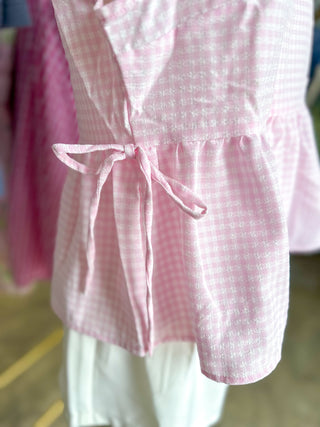 Pink Sweet Like Spring Gingham Peplum Top