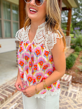 Pink Sweet Garden Lace Top