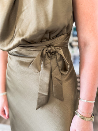 Olive Haven Tie Waist Midi Dress