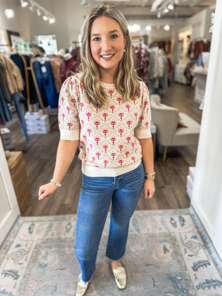 Vintage Floral Puff Sleeve Sweater